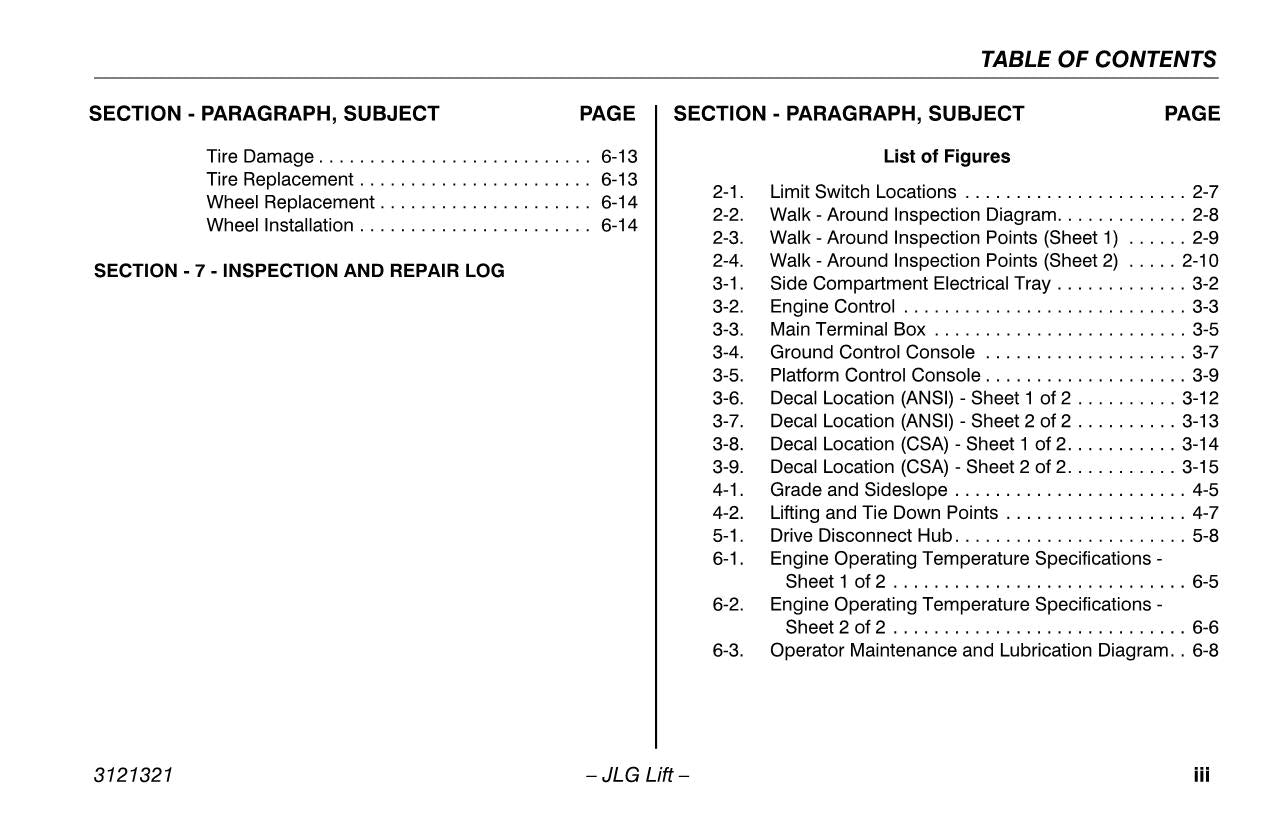 JLG 67SL Scissor Lift Maintenance Operation Operators Manual