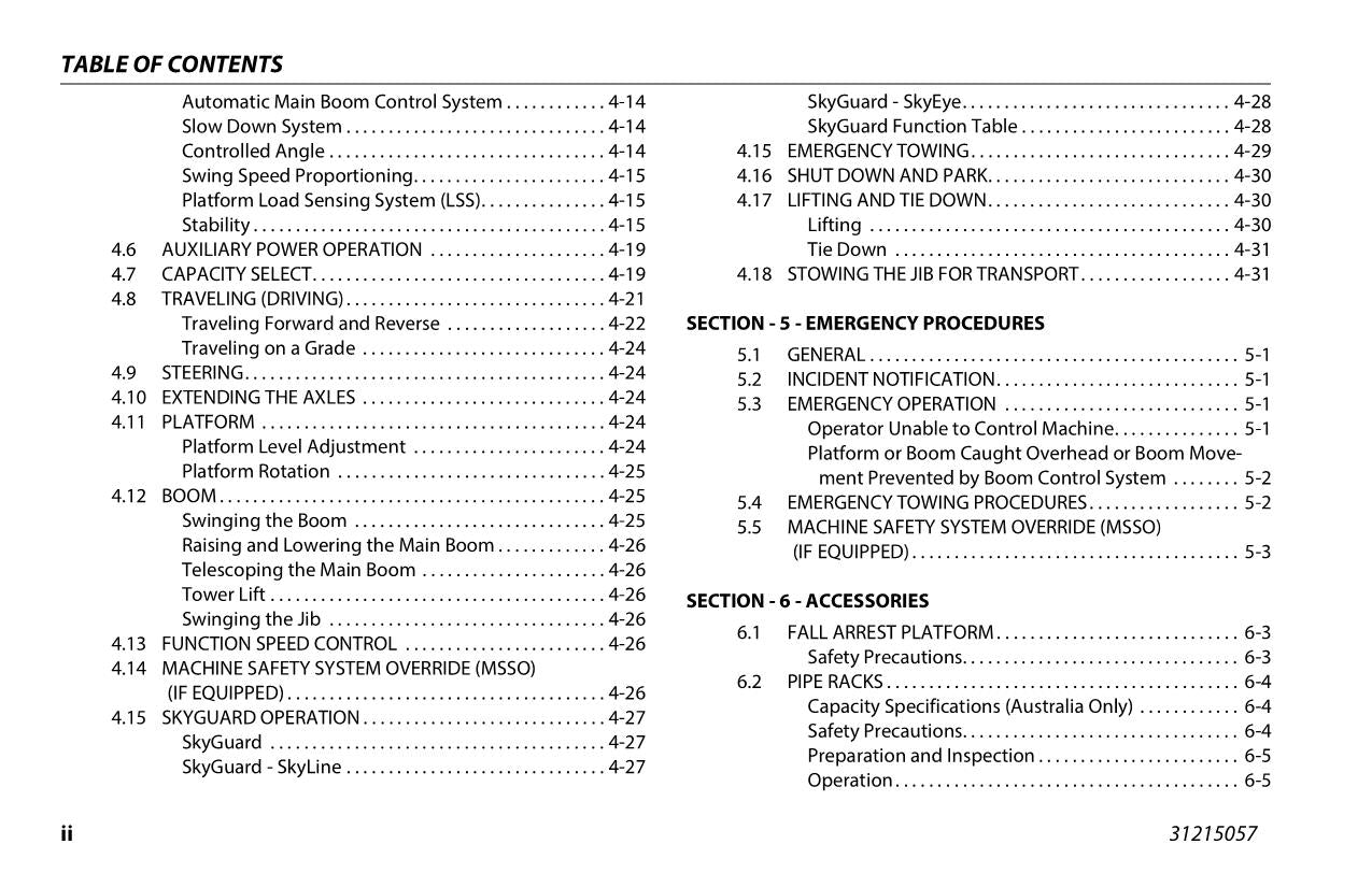 JLG 1250AJP Boom Lift Maintenance Operation Operators Manual 31215057