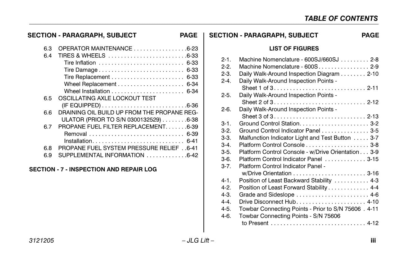 JLG 600S 600SJ 660SJ Boom Lift Maintenance Operation Operators Manual