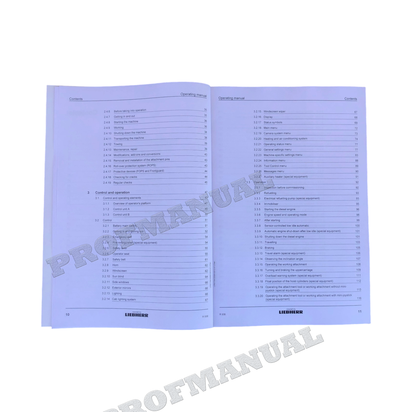 Liebherr R936 Excavator Operators manual