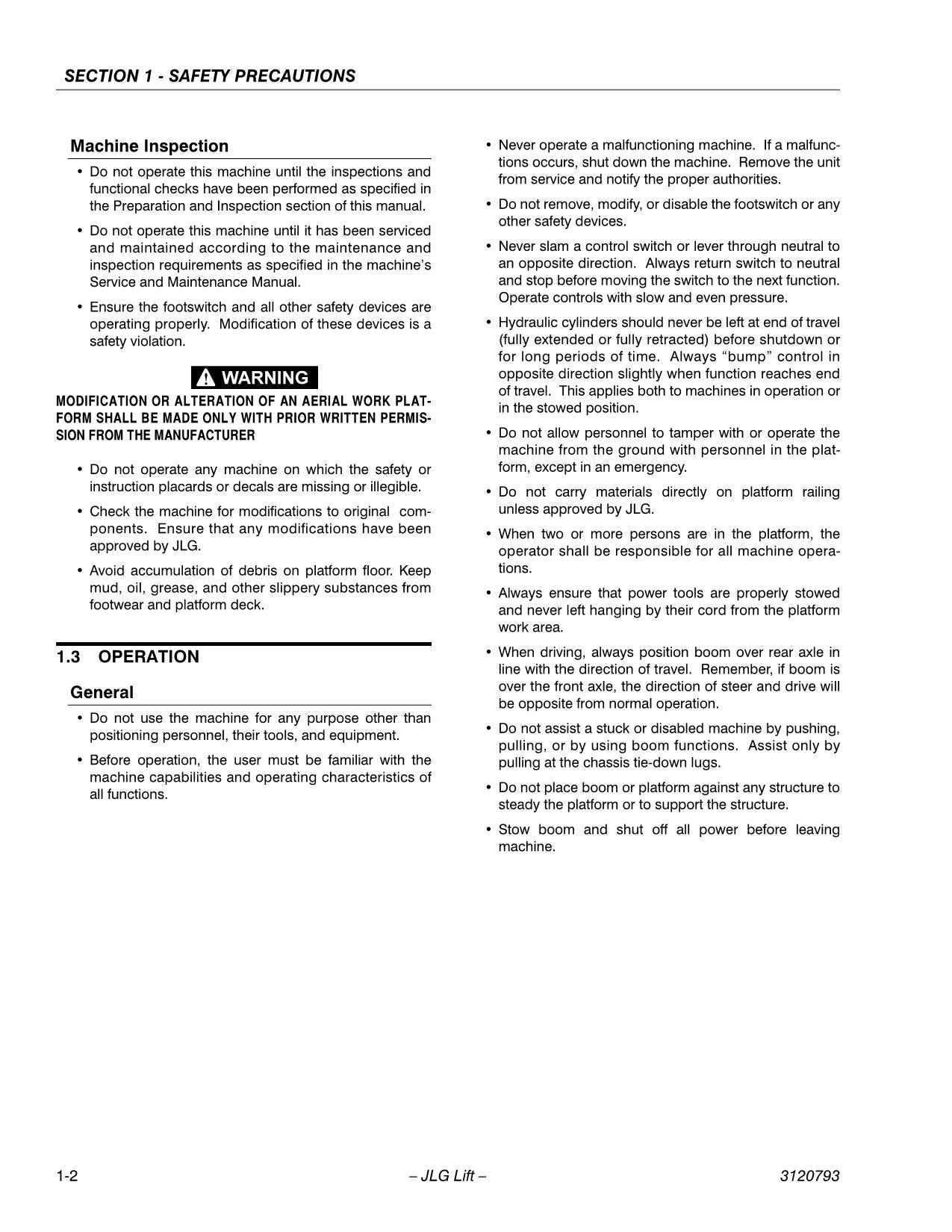 JLG 600SC 600SJC 660SJC Boom Lift Maintenance Operation Operators Manual 3120793