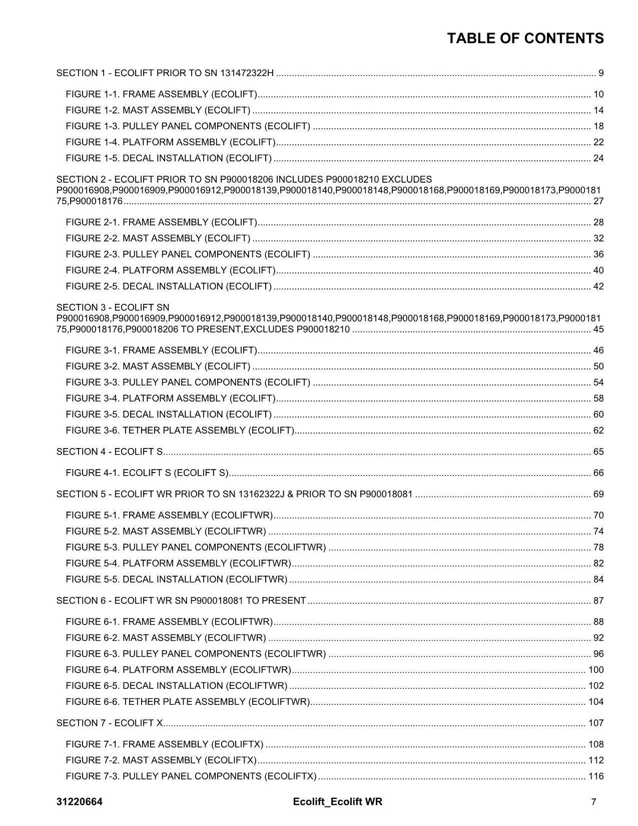 JLG POWER TOWER ECOLIFT ECOLIFTWR Vertical Mast Parts Catalog Manual