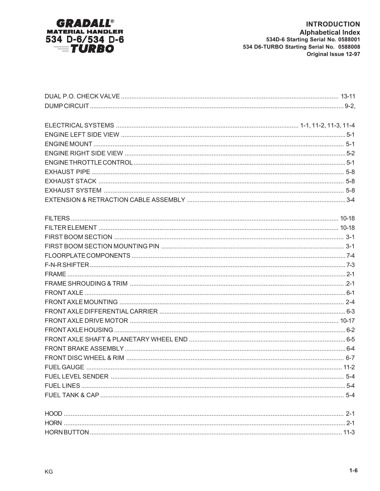 GRADALL 534D-6 534D-6T Telehandler Parts Catalog Manual