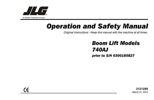 JLG 740AJ Boom Lift Maintenance Operation Operators Manual 3121295