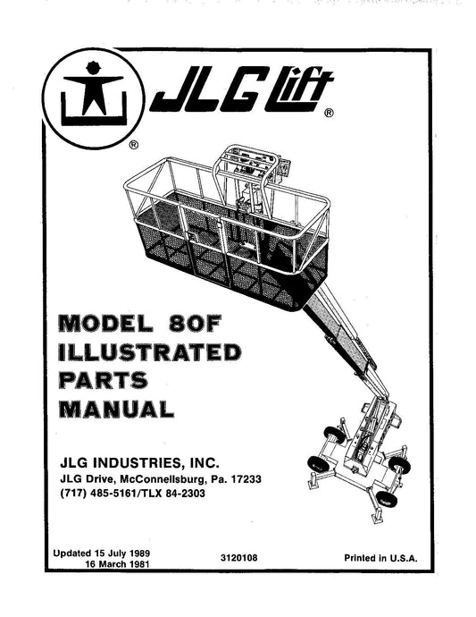 JLG 80F Boom Lift Parts Catalog Manual