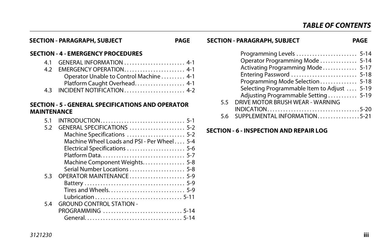 JLG 15MSP 15MVL 20MSP 20MVL Vertical Mast Maintenance Operation Operators Manual