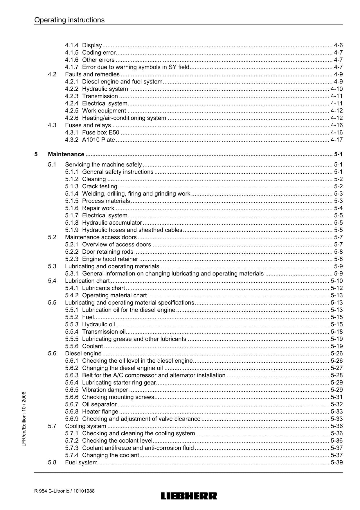 Liebherr R954 C Litronic Excavator Operators manual serial 14968