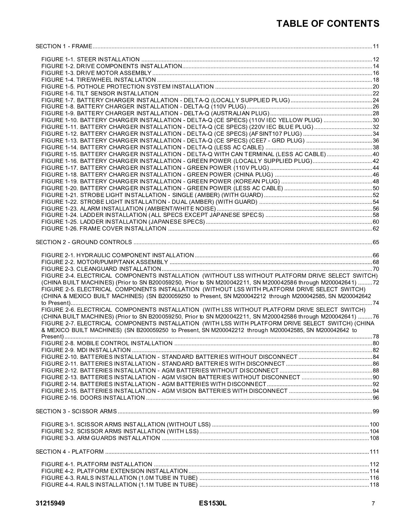 JLG ES1530L  Scissor Lift Parts Catalog Manual 31215949