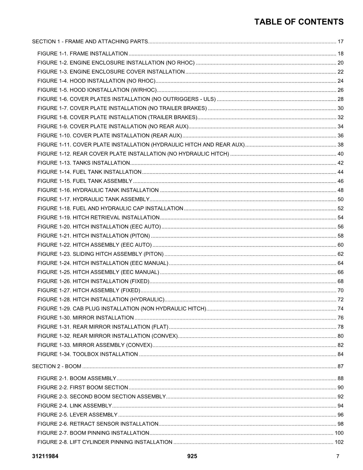 JLG 925 Telehandler  Parts Catalog Manual