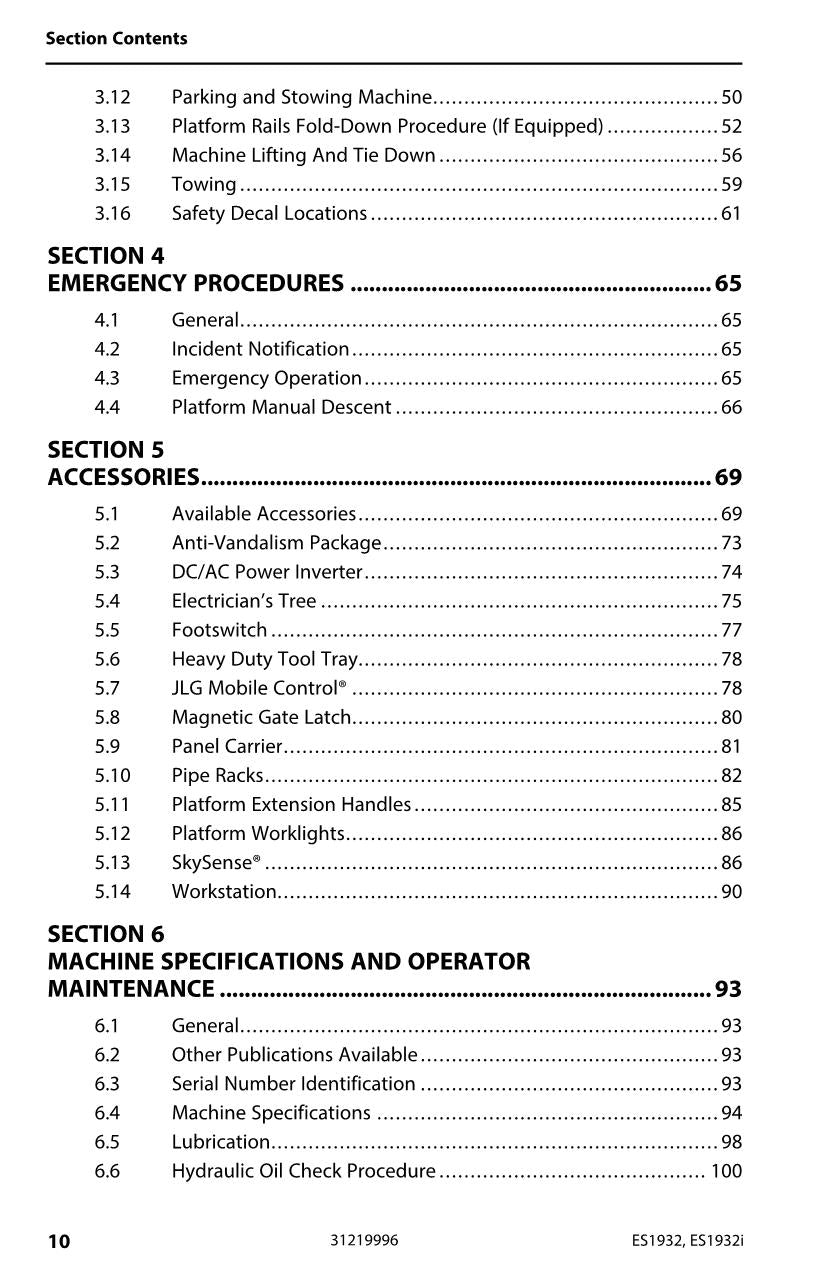 JLG ES1932 ES1932i Scissor Lift Maintenance Operation Operators Manual 31219996