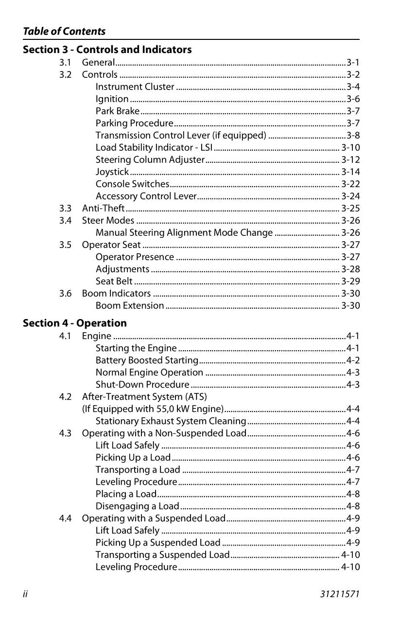 JLG 3614RS 4017RS Telehandler Maintenance Operation Operators Manual 31211571