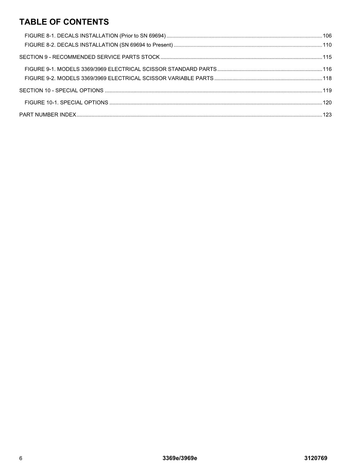 JLG 3369e 3969e Scissor Lift Parts Catalog Manual