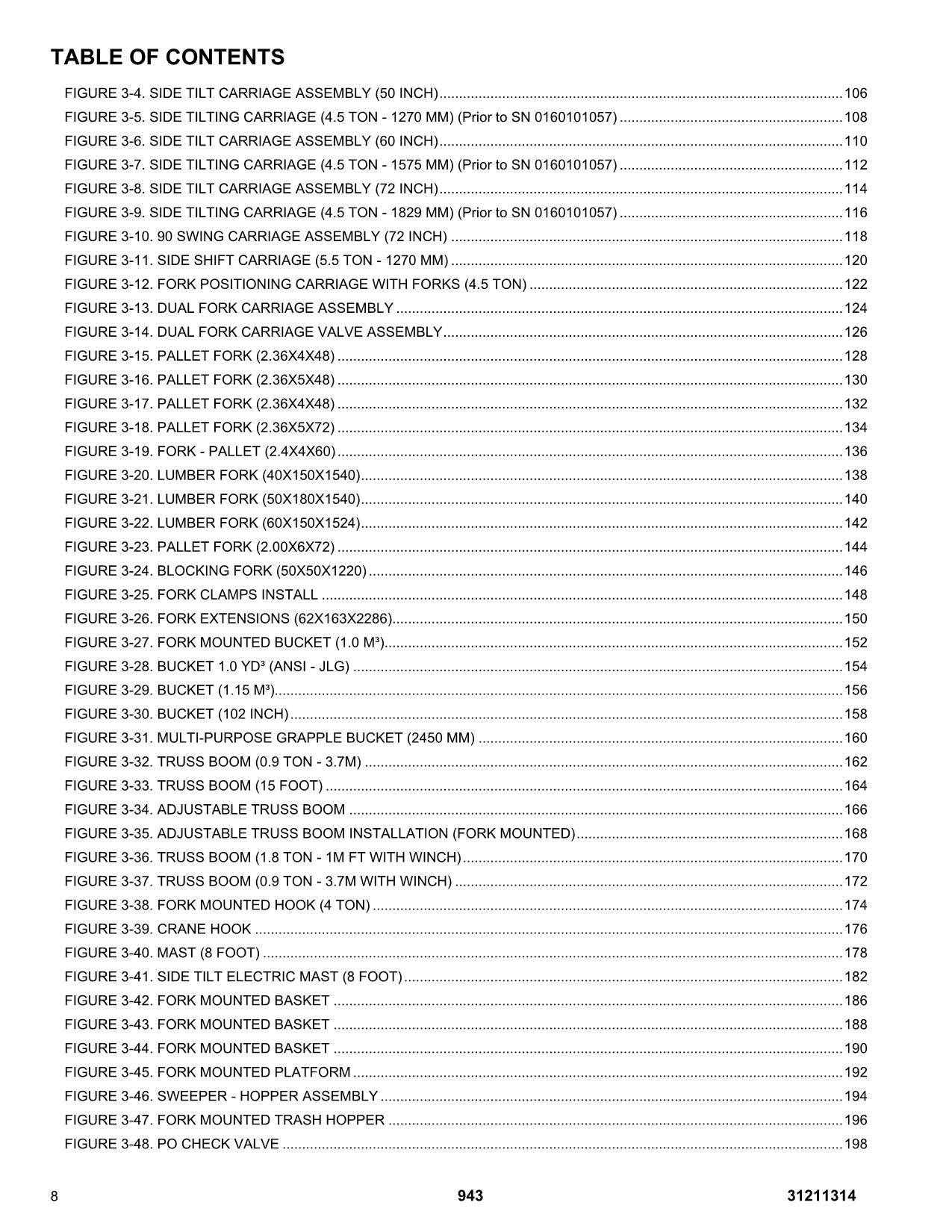 JLG 943 Telehandler Parts Catalog Manual Prior to 0160101057