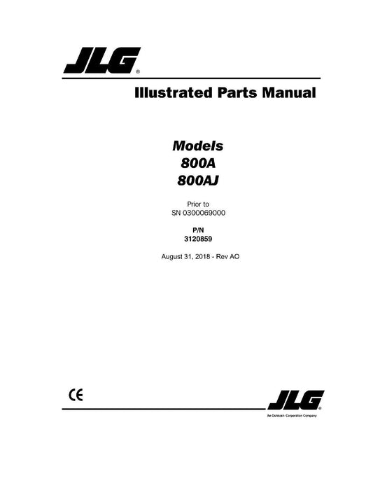 JLG 800A 800AJ Boom Lift Parts Catalog Manual 3120859