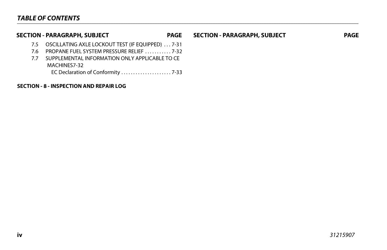 JLG 600S HC3 660SJ HC3 Boom Lift Maintenance Operation Operators Manual 31215907