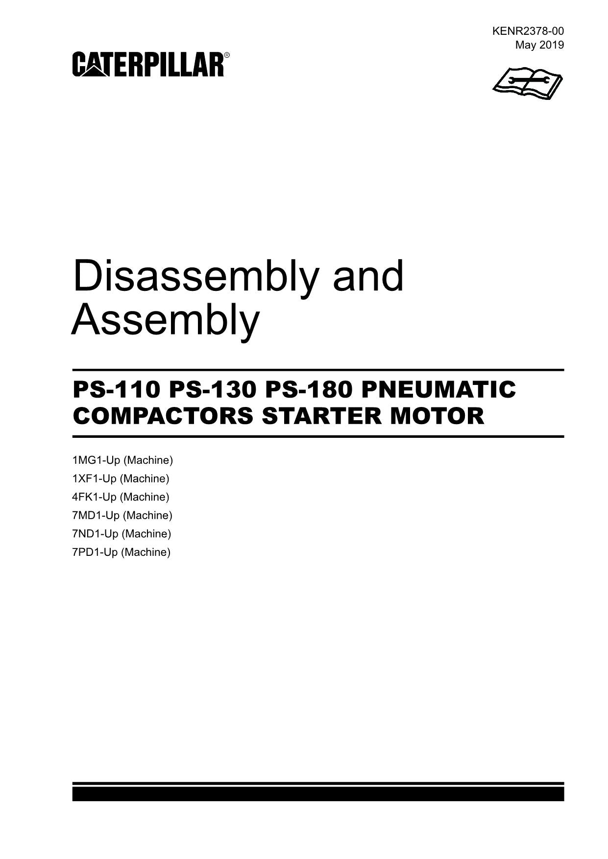 Caterpillar PS-130 PS-180 Compactor STARTER MOTOR Disassem Assem Service Manual