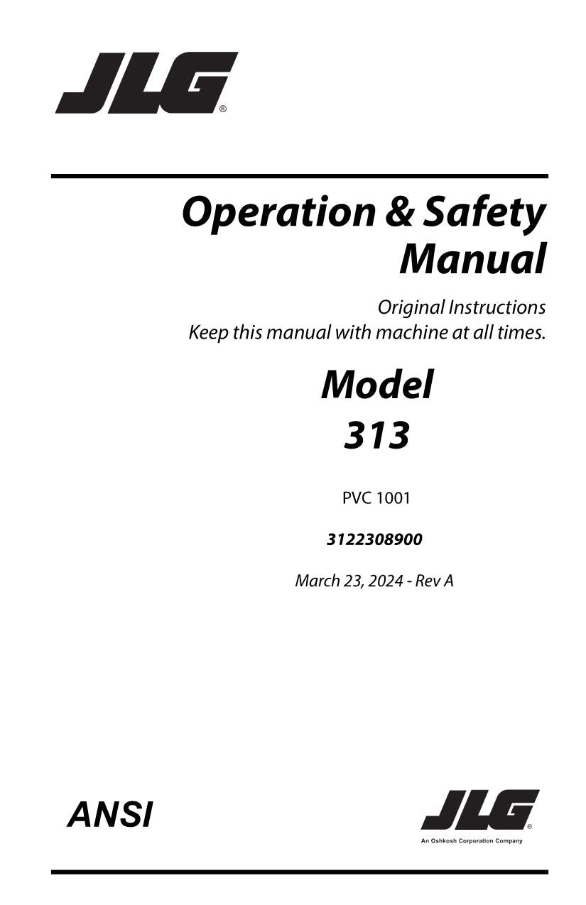 JLG 313 Telehandler Maintenance Operation Operators Manual