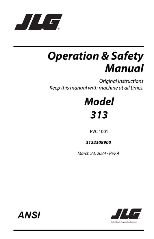 JLG 313 Telehandler Maintenance Operation Operators Manual