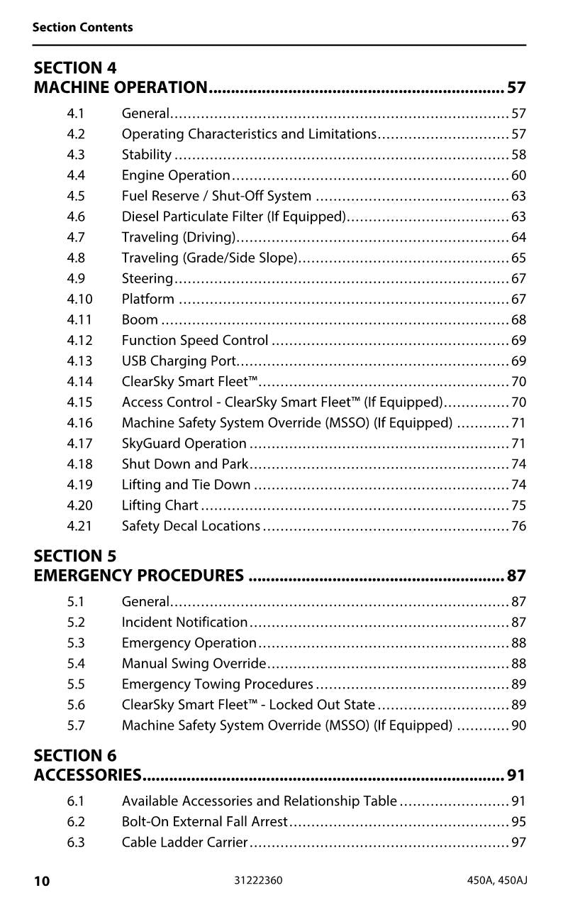 JLG 450A 450AJ Boom Lift Maintenance Operation Operators Manual 31222360