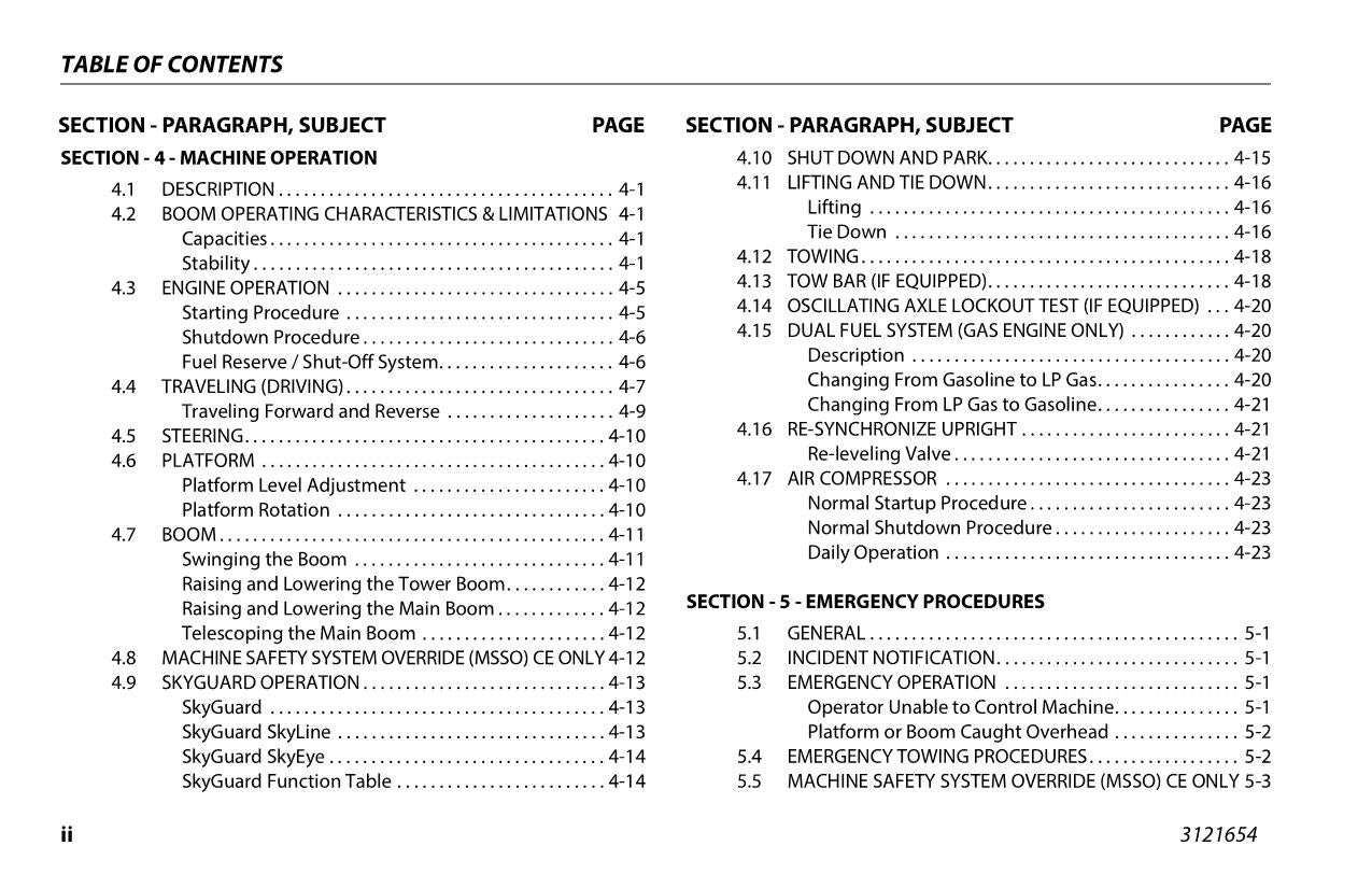 JLG 740AJ Boom Lift Maintenance Operation Operators Manual 3121654