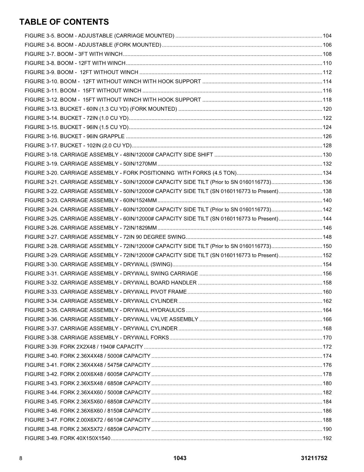 JLG 1043 Telehandler Parts Catalog Manual 31211752