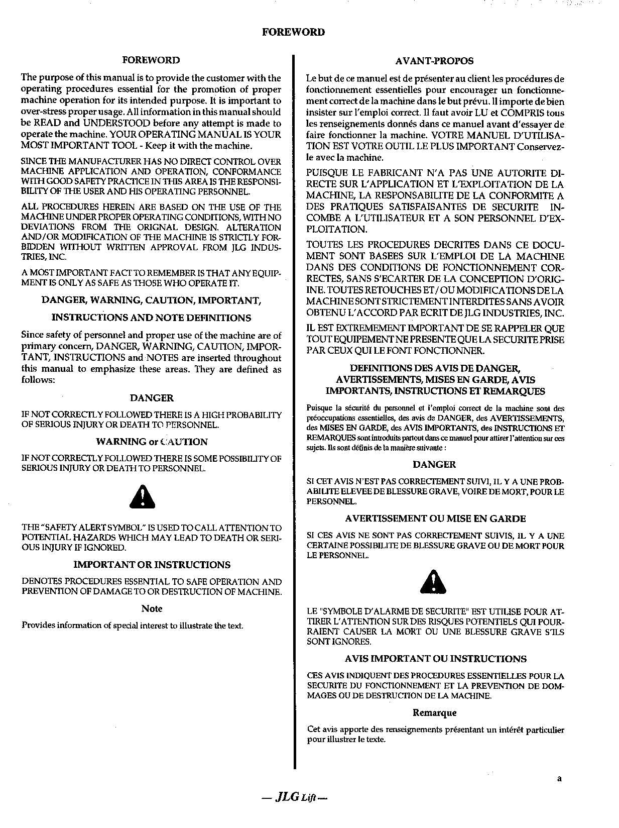 JLG 500RTS CM2546 CM2558 500RTS CM1432 Scissor Lift Operators Manual