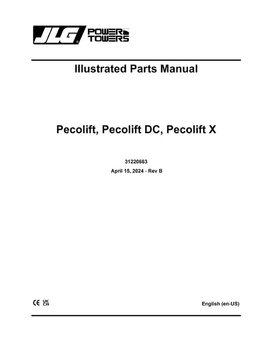 JLG POWER TOWER PECOLIFT Vertical Mast Parts Catalog Manual