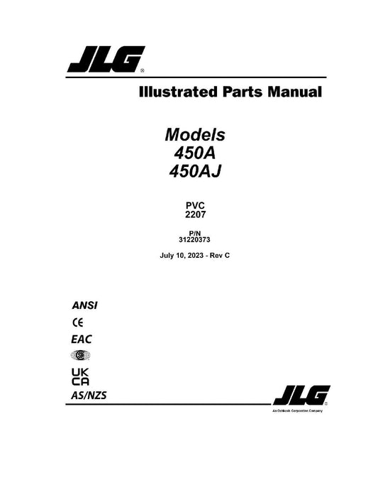 JLG 450A 450AJ Boom Lift Parts Catalog Manual 31220373