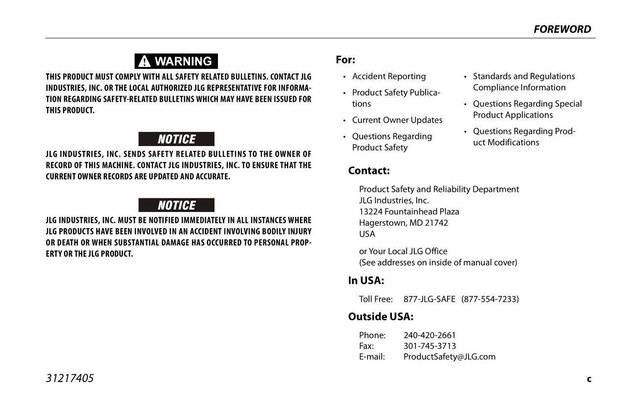 JLG 1200SJP 1350SJP Boom Lift Maintenance Operation Operators Manual 31217405