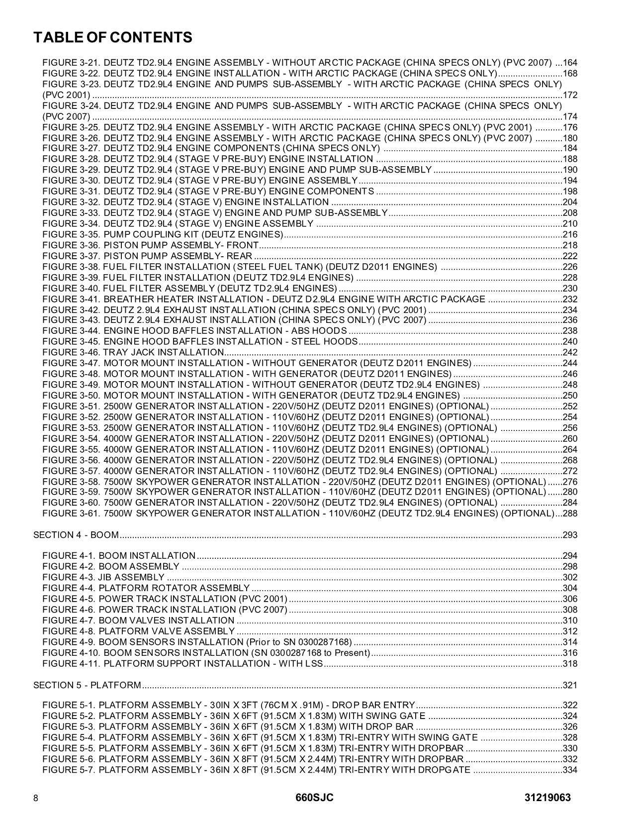 JLG 660SJC Boom Lift  Parts Catalog Manual 31219063