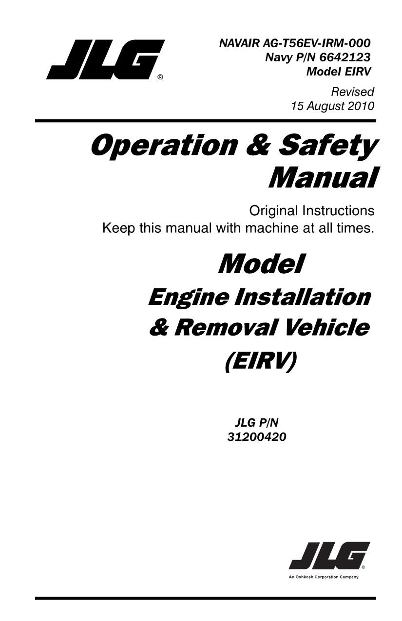 JLG EIRV Telehandler Maintenance Operation Operators Manual