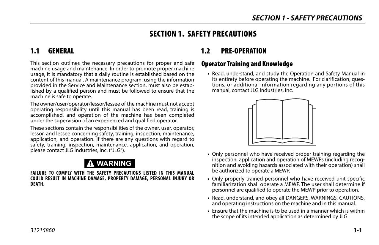 JLG Ecolift 40 Ecolift 50 Ecolift 70 Vertical Mast Operators Manual