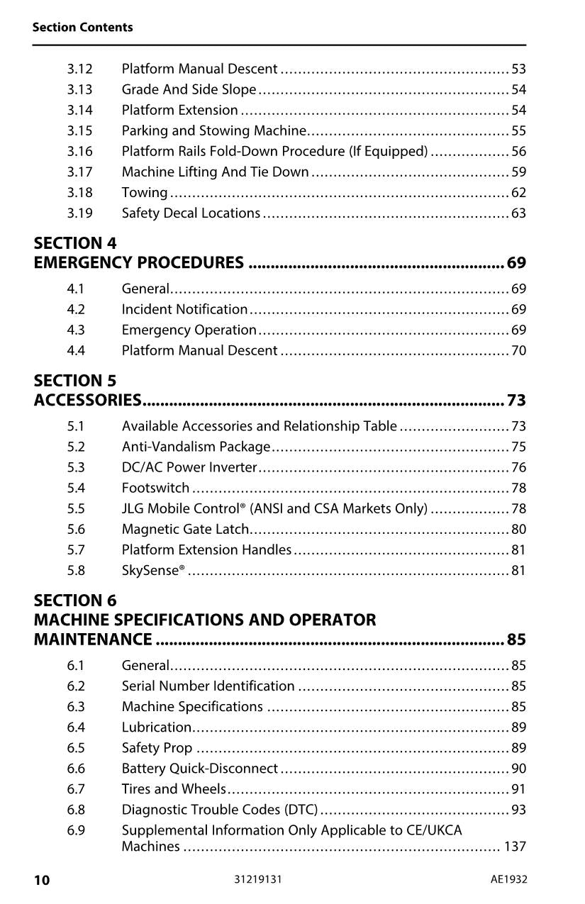 JLG AE1932 Scissor Lift Maintenance Operation Operators Manual 31219131