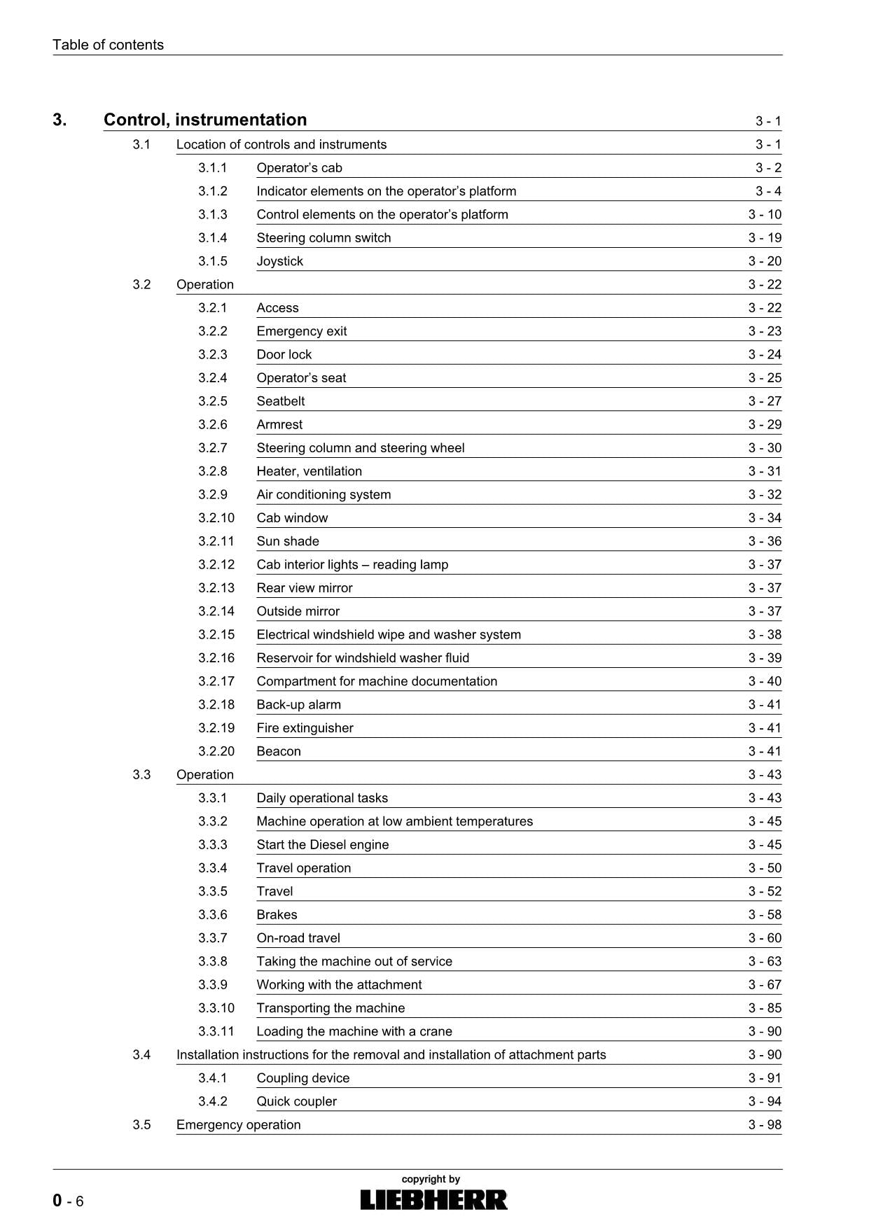 Liebherr TL442 - 13 Telescopic handler Operators manual