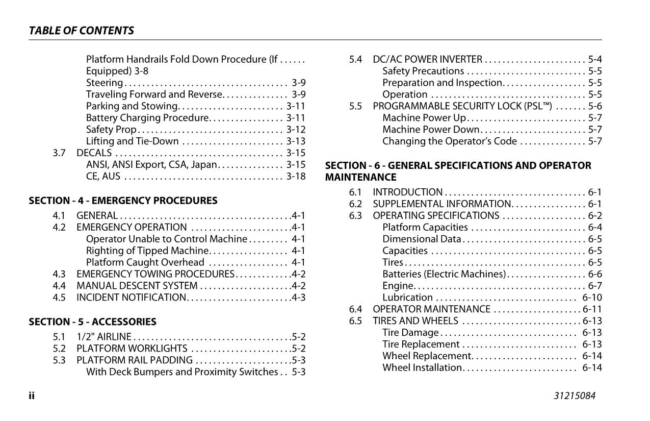 JLG 3369LE 4069LE M3369 M4069 Scissor Lift Operators Manual 31215084