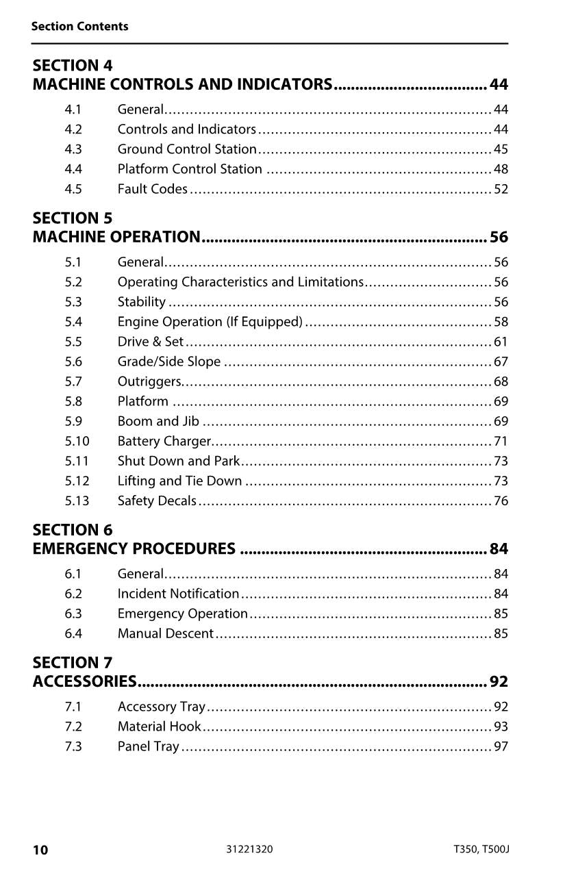 JLG T350 T500J Boom Lift Maintenance Operation Operators Manual 31221320