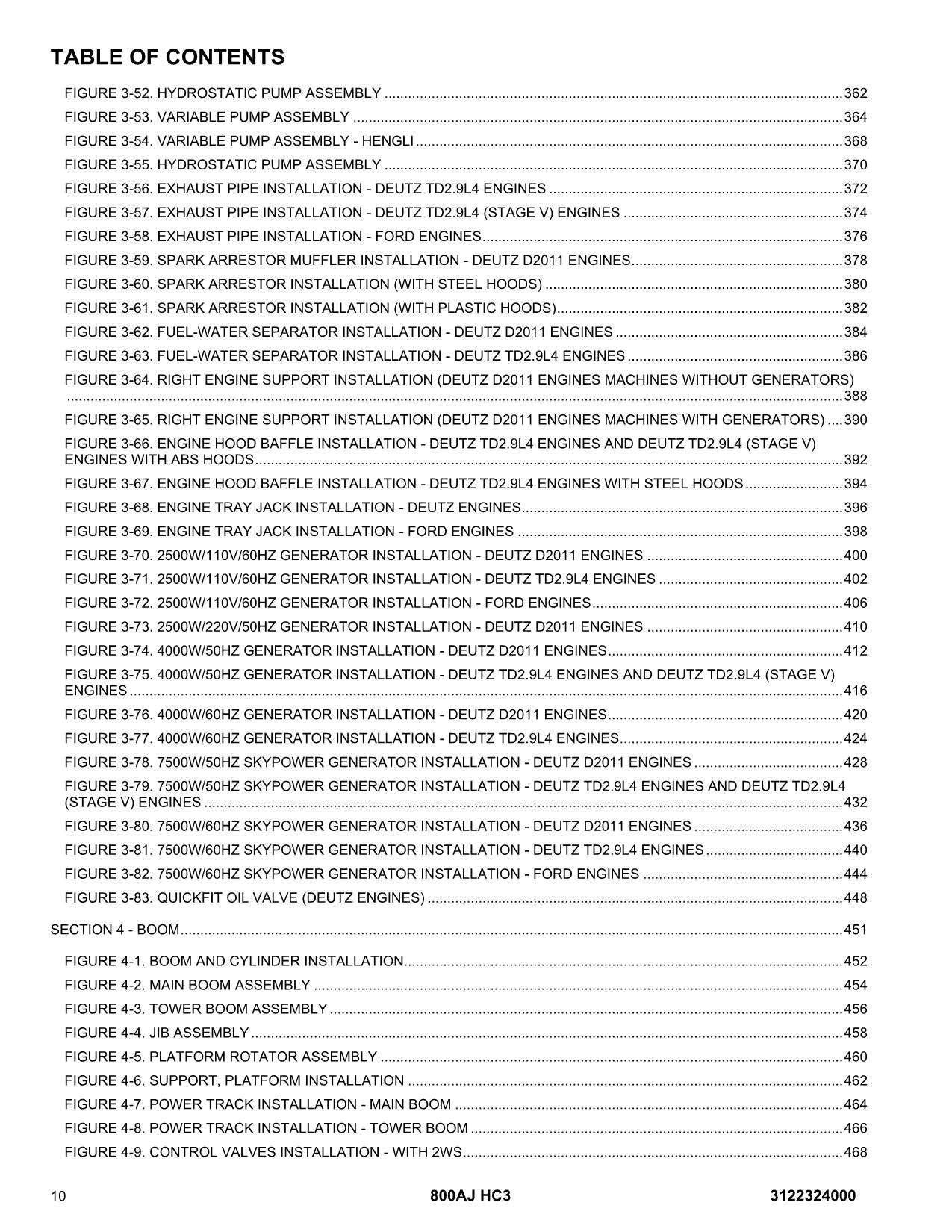 JLG 800AJ HC3  Boom Lift Parts Catalog Manual