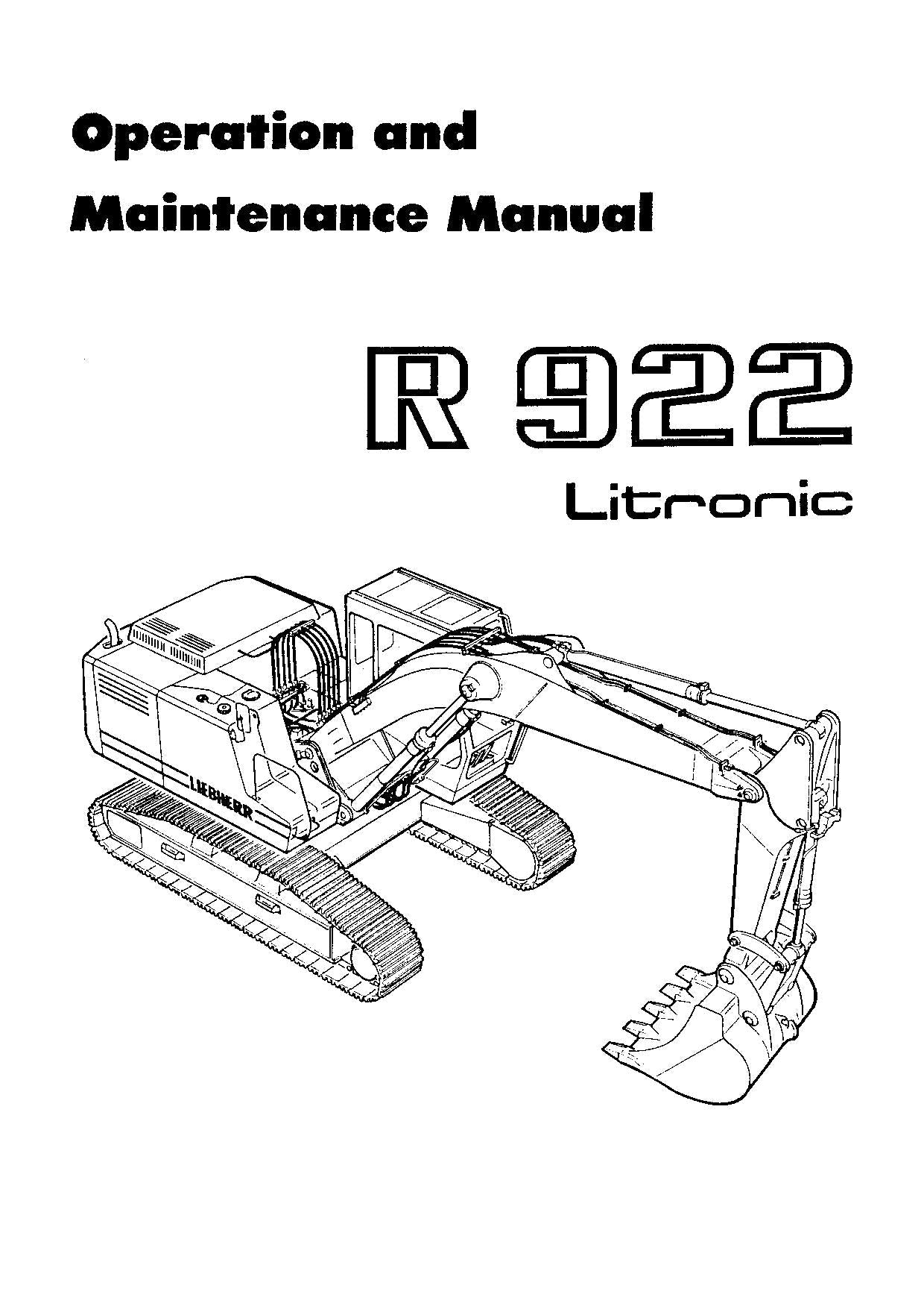 Liebherr R922 Litronic Excavator Operators manual serial 3001