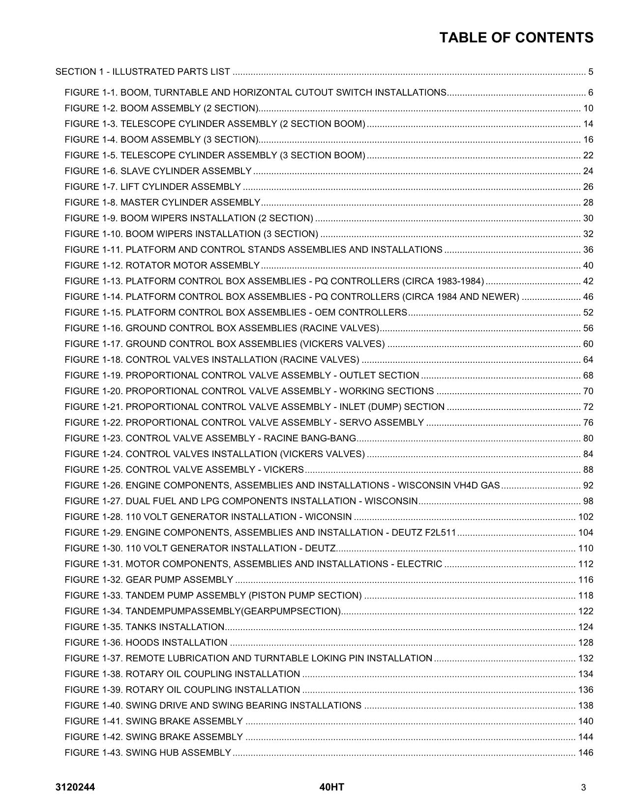 JLG 40HT Boom Lift Parts Catalog Manual