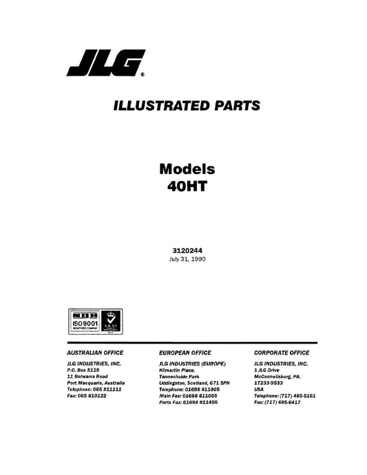 JLG 40HT Boom Lift Parts Catalog Manual