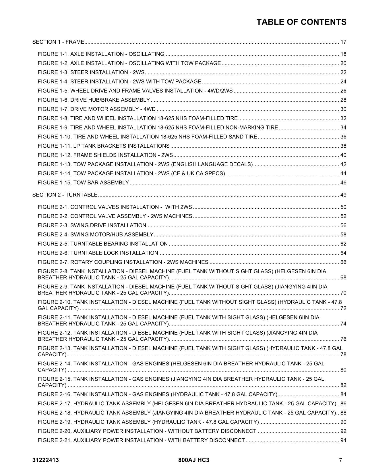 JLG 800AJ HC3 Boom Lift  Parts Catalog Manual