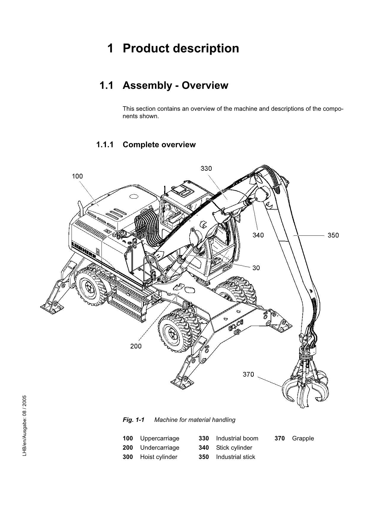 Liebherr A904 C-Litronic Material handler Operators manual