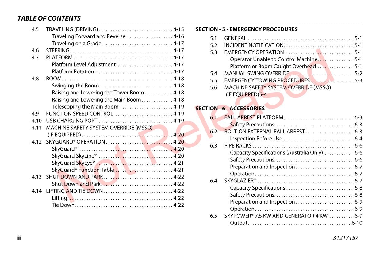 JLG 520AJ HC3 Boom Lift Maintenance Operation Operators Manual 31217157