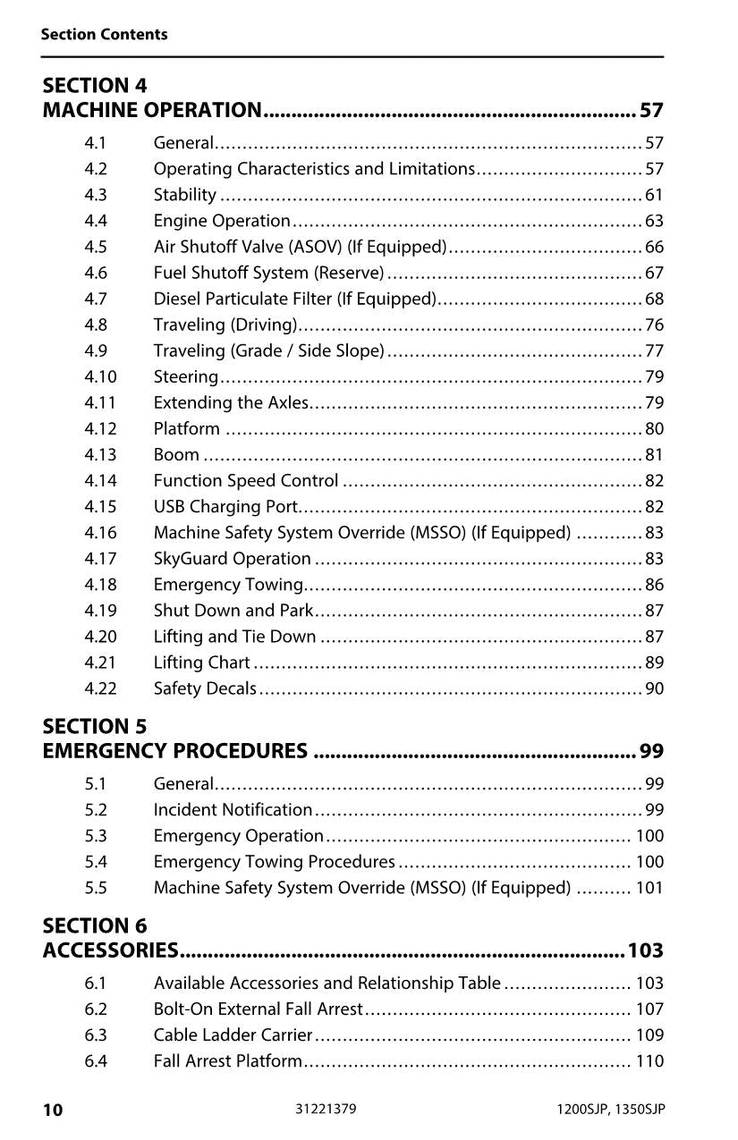 JLG 1200SJP 1350SJP Boom Lift Maintenance Operation Operators Manual 31221379