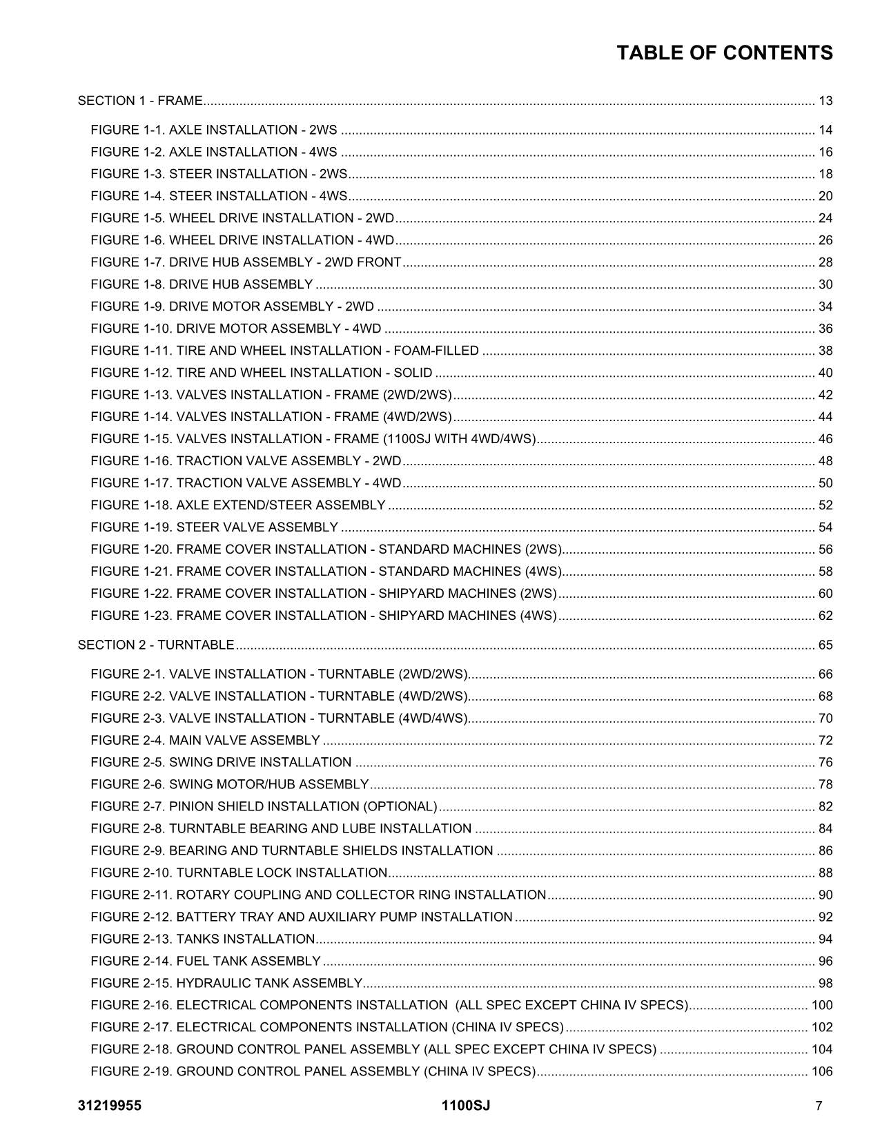 JLG 1100SJ Boom Lift Parts Catalog Manual 31219955