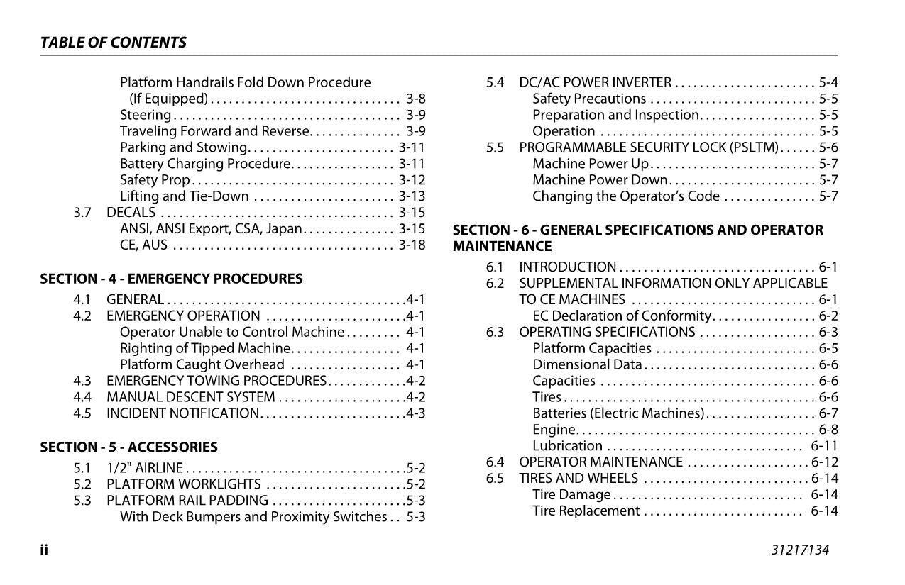 JLG 3369LE 4069LE M3369 M4069 Boom Lift Maintenance Operation Operators Manual