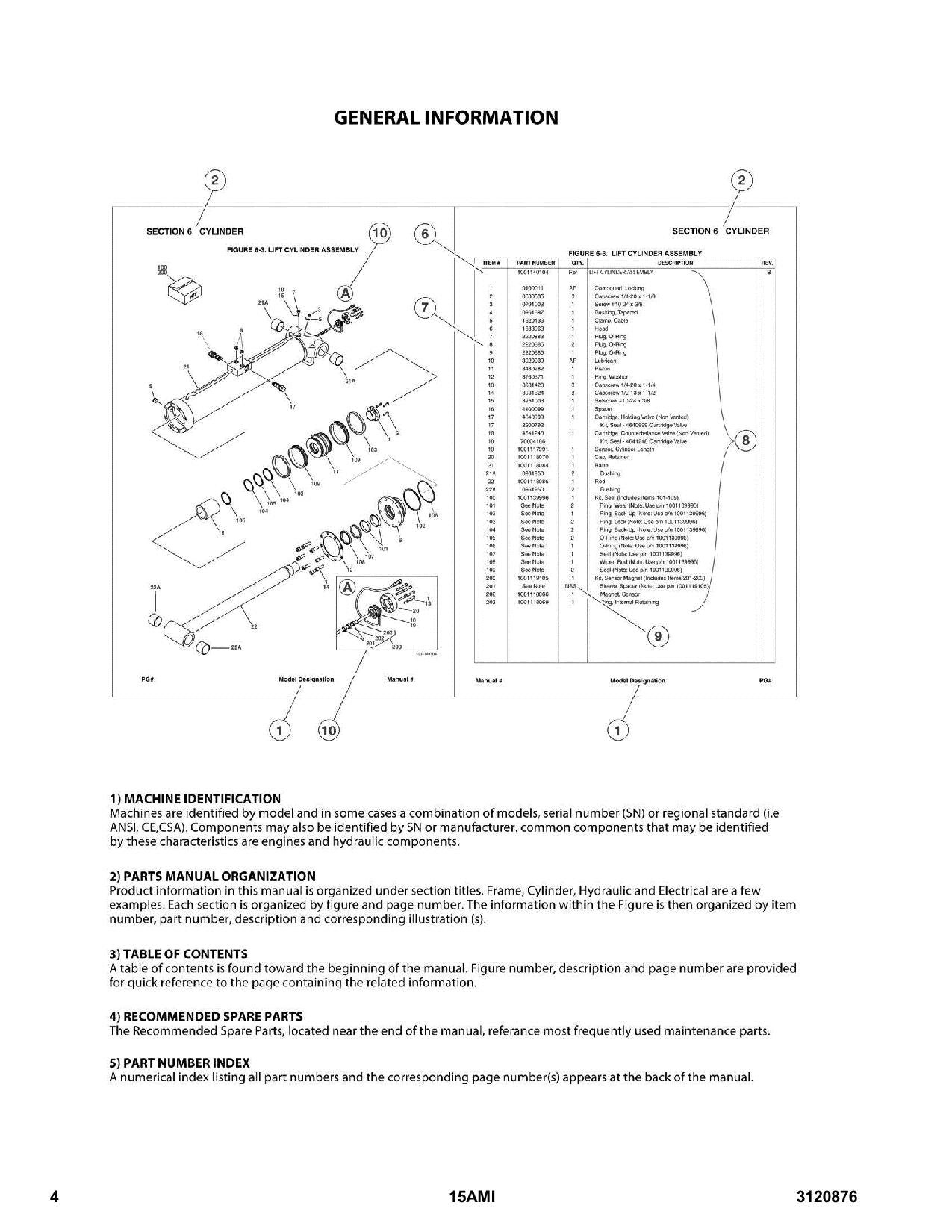 JLG 15AMI Vertical Mast Parts Catalog Manual