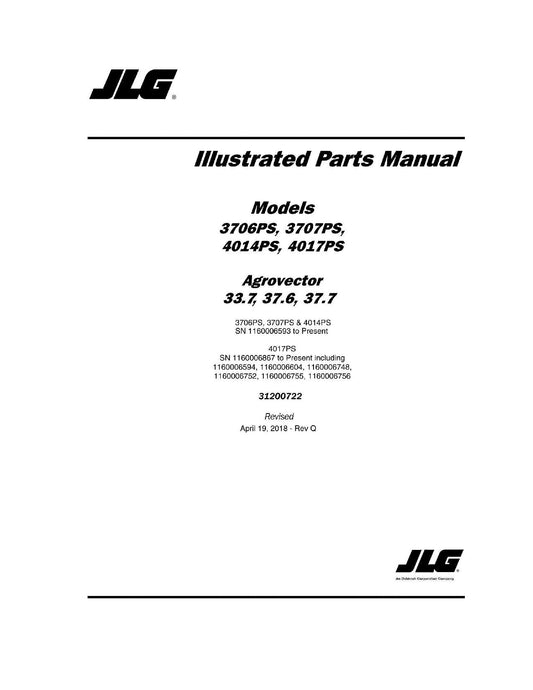 JLG 33.7 37.6 37.7 3706PS 3707PS 4014PS 4017PS Telehandler Parts Catalog Manual