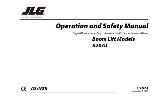 JLG 520AJ Boom Lift Maintenance Operation Operators Manual 3121664