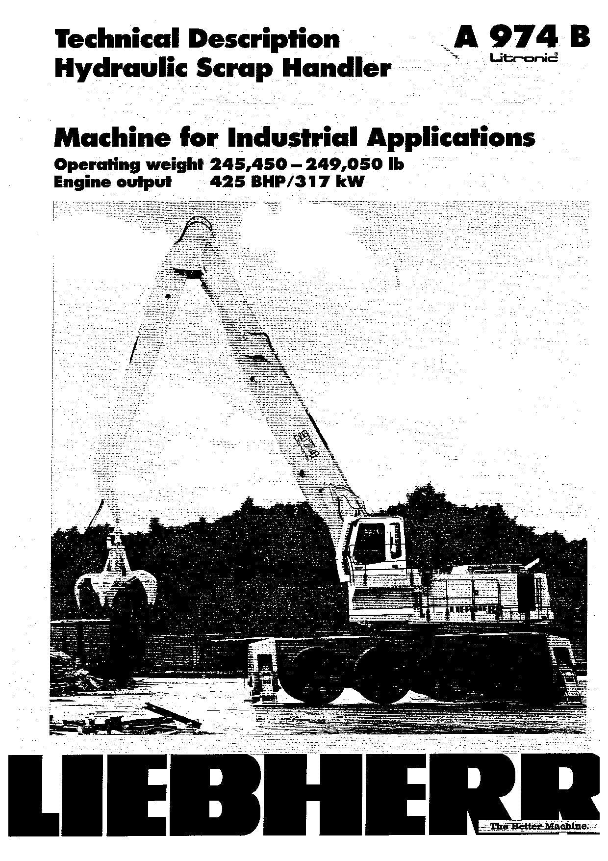 Liebherr A974 Litronic Excavator Operators manual